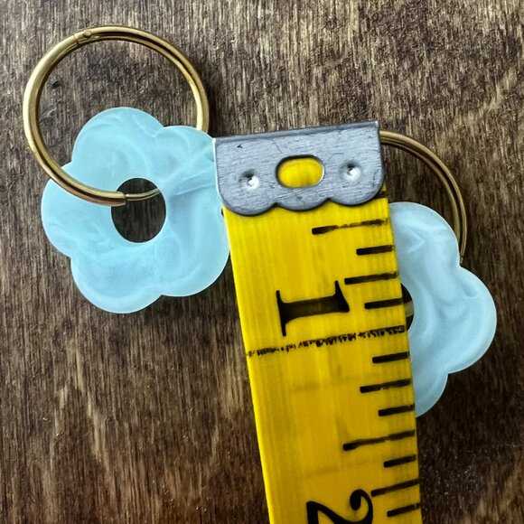 Gold Plated Blue Resin Flower Earrings - Picture 4 of 4